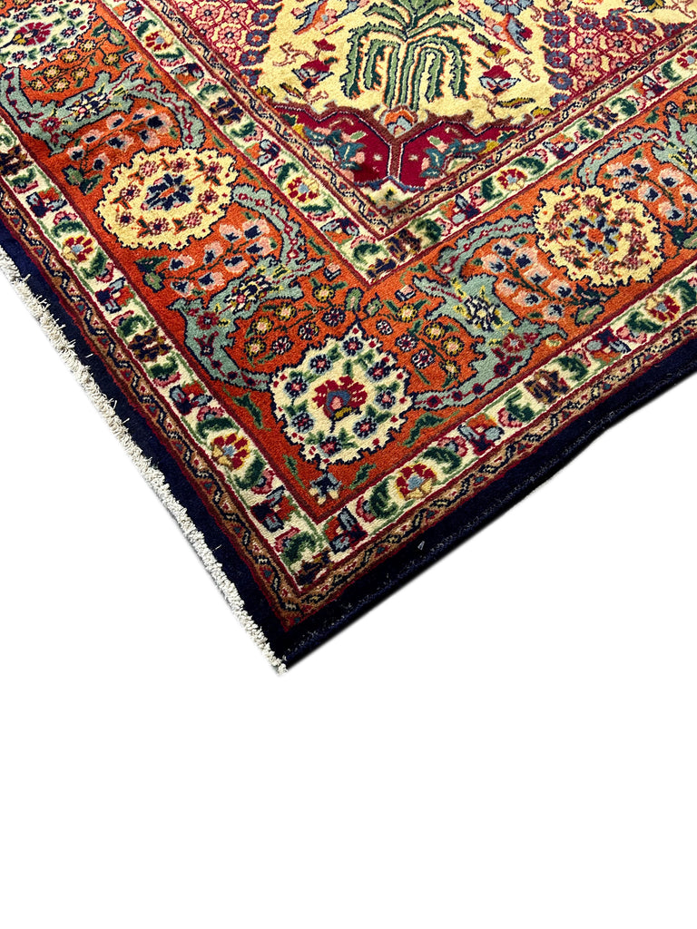 9.7 x 12.10 Semi-Antique Navy Blue Persian Unusual Tabriz Rug Pix-5914