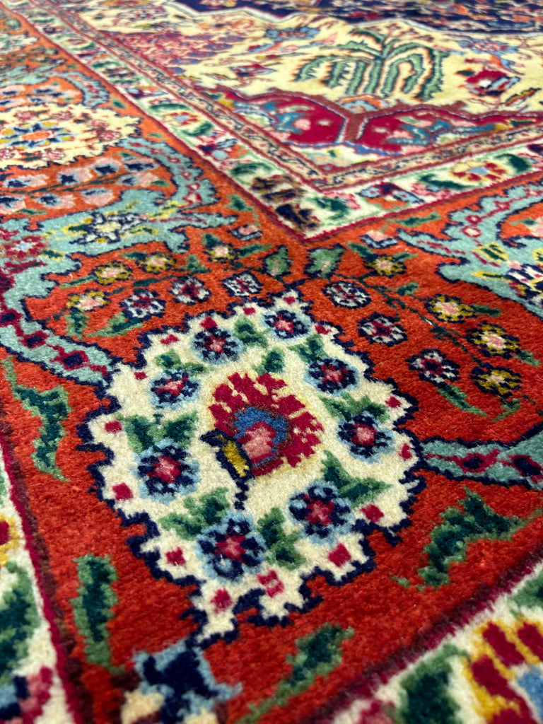 9.7 x 12.10 Semi-Antique Navy Blue Persian Unusual Tabriz Rug Pix-5914