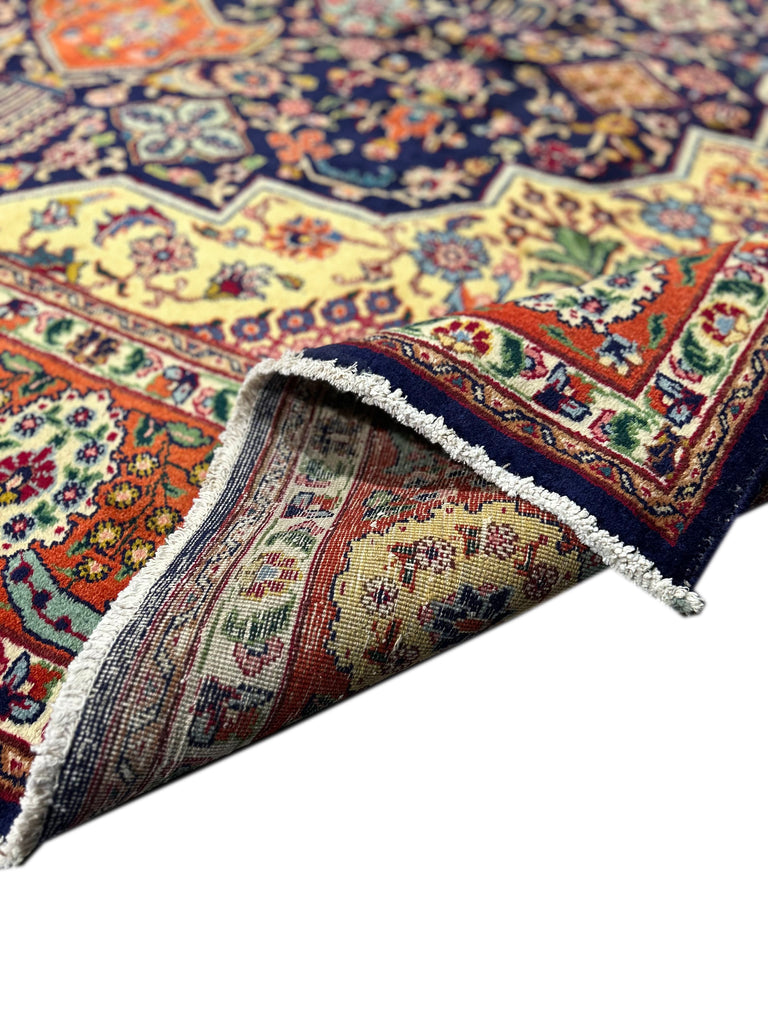 9.7 x 12.10 Semi-Antique Navy Blue Persian Unusual Tabriz Rug Pix-5914