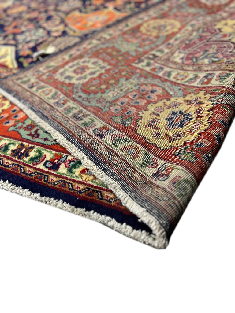 9.7 x 12.10 Semi-Antique Navy Blue Persian Unusual Tabriz Rug Pix-5914