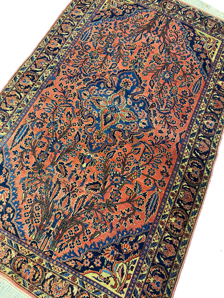 4.7 x 7.5 Antique Persian Sarouk Mohajeran Rug 1930's  #B-79595