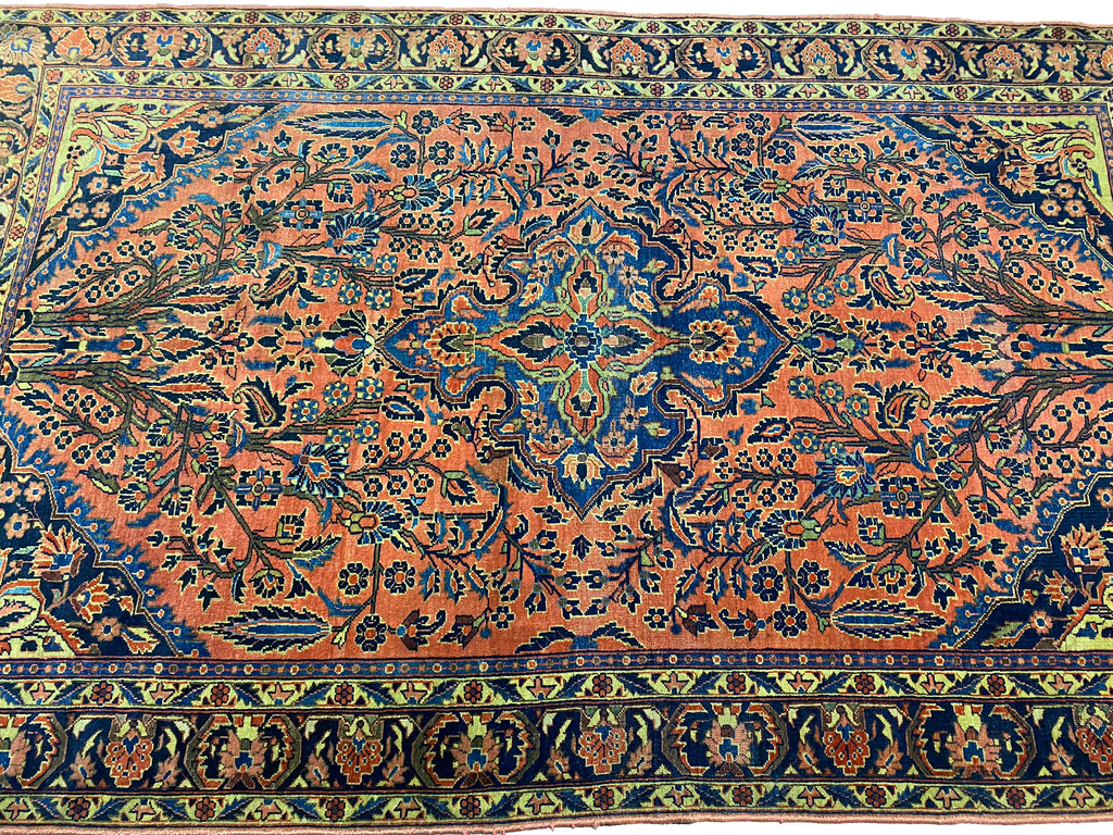 4.7 x 7.5 Antique Persian Sarouk Mohajeran Rug 1930's  #B-79595