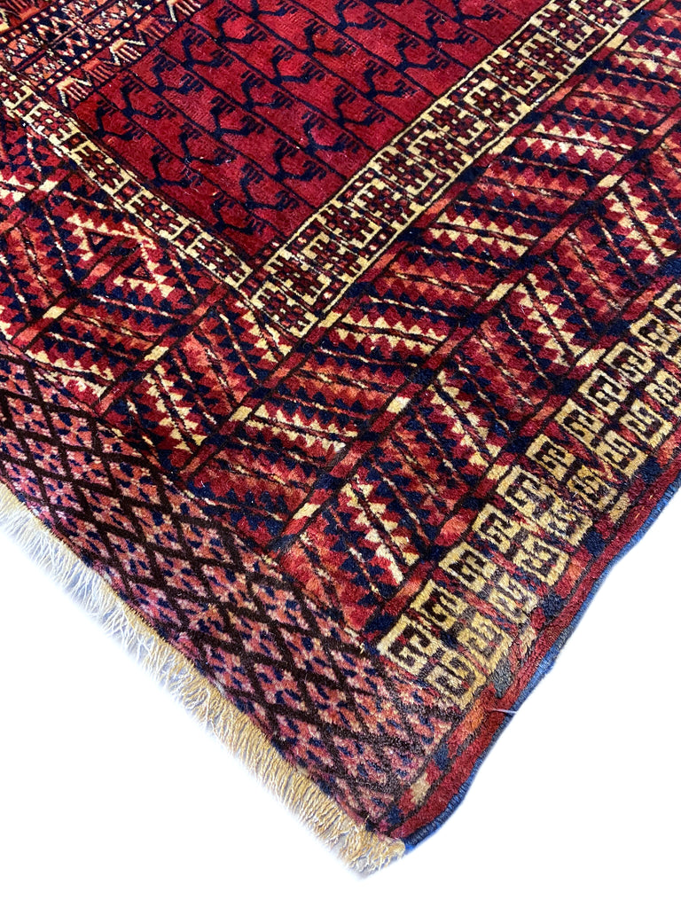 3.9 x 4.9 Antique Turkmen Russian Yamud Rug 1940's #F-6687