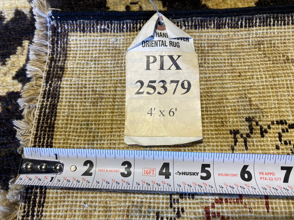 4 x 6 BLACK Ziglar Chobi handmade Rug  #PIX-25379