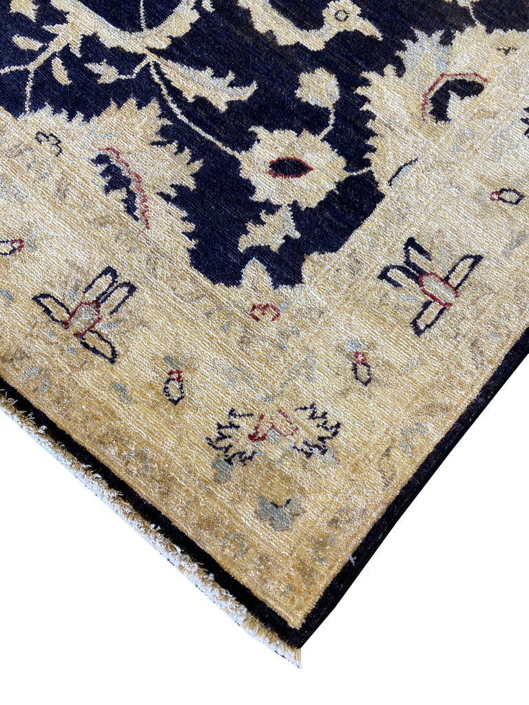 4 x 6 BLACK Ziglar Chobi handmade Rug  #PIX-25379