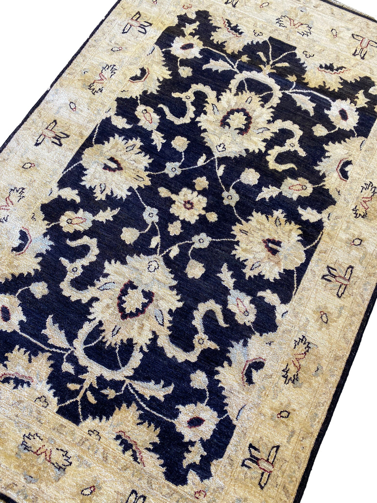 4 x 6 BLACK Ziglar Chobi handmade Rug  #PIX-25379