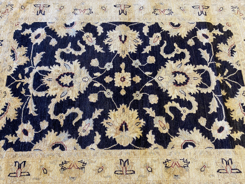 4 x 6 BLACK Ziglar Chobi handmade Rug  #PIX-25379