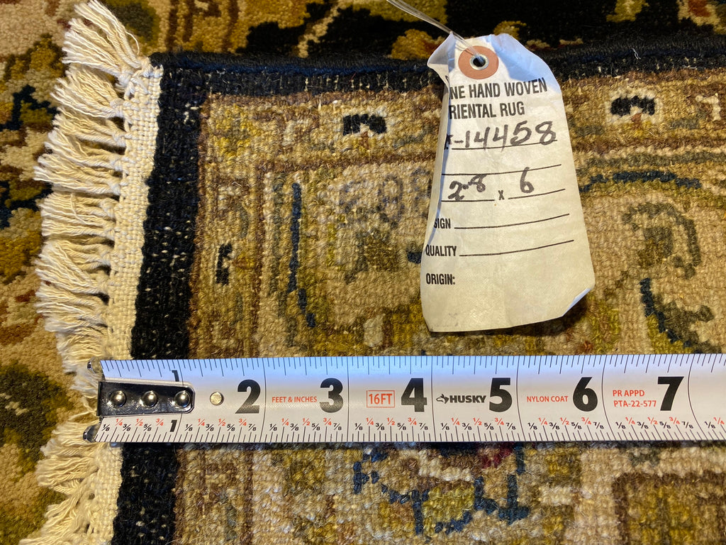 2.8 x 6 Black Indian Style Hand-knotted Runner Rug 14458