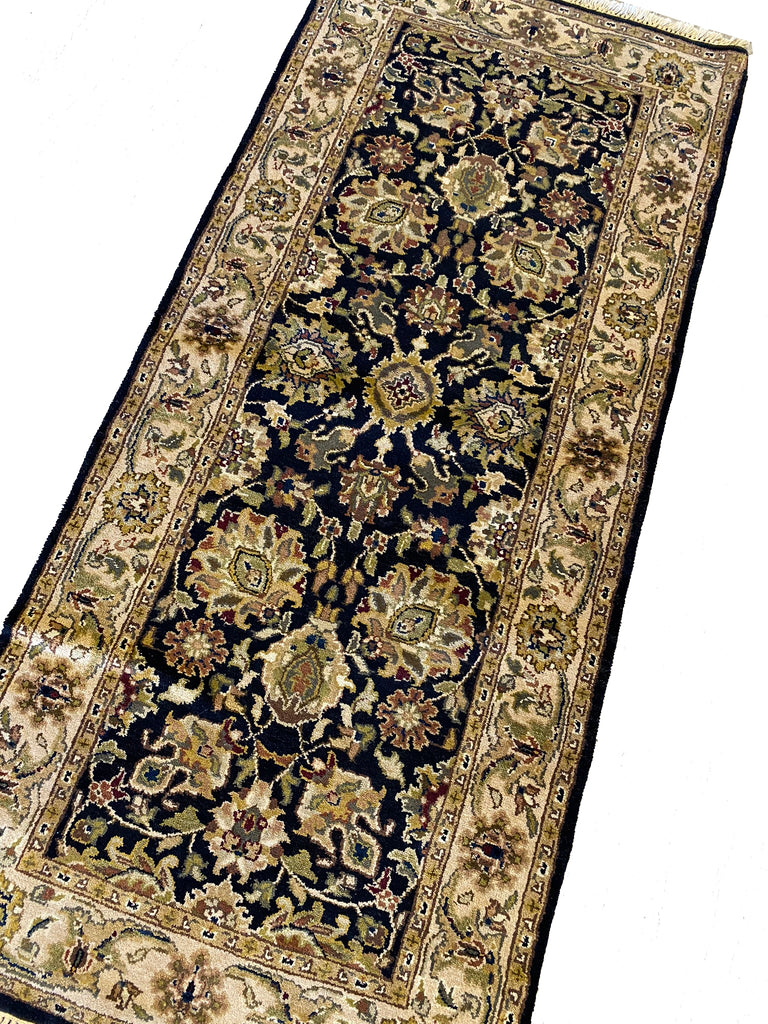 2.8 x 6 Black Indian Style Hand-knotted Runner Rug 14458