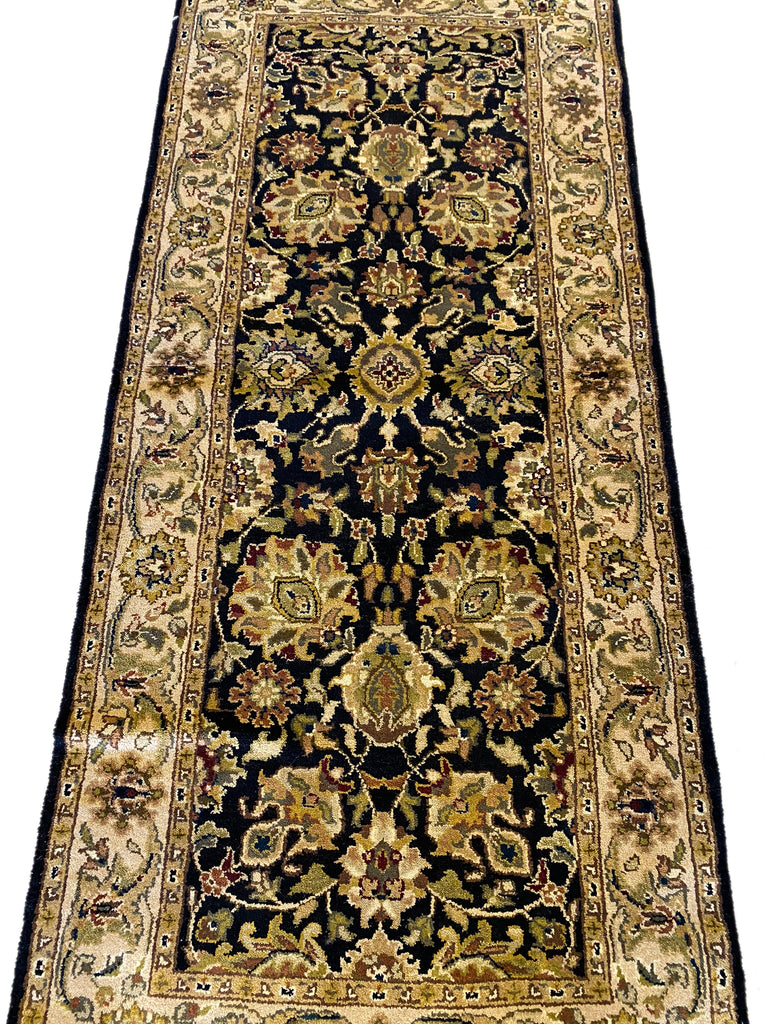 2.8 x 6 Black Indian Style Hand-knotted Runner Rug 14458