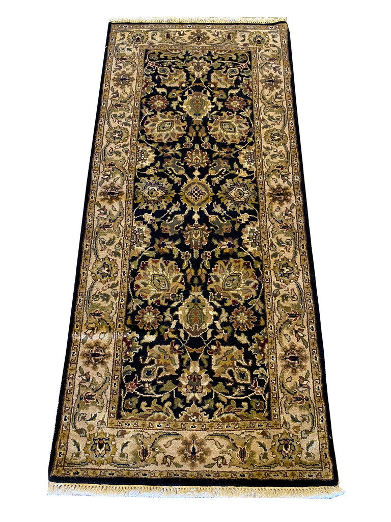 2.8 x 6 Black Indian Style Hand-knotted Runner Rug 14458