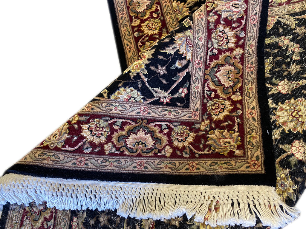3.1 x 5 Fine Wool and Silk Handmade Rug BLACK #F-6690