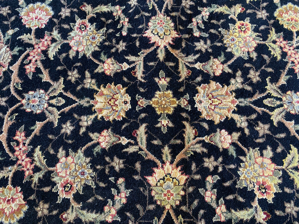 3.1 x 5 Fine Wool and Silk Handmade Rug BLACK #F-6690