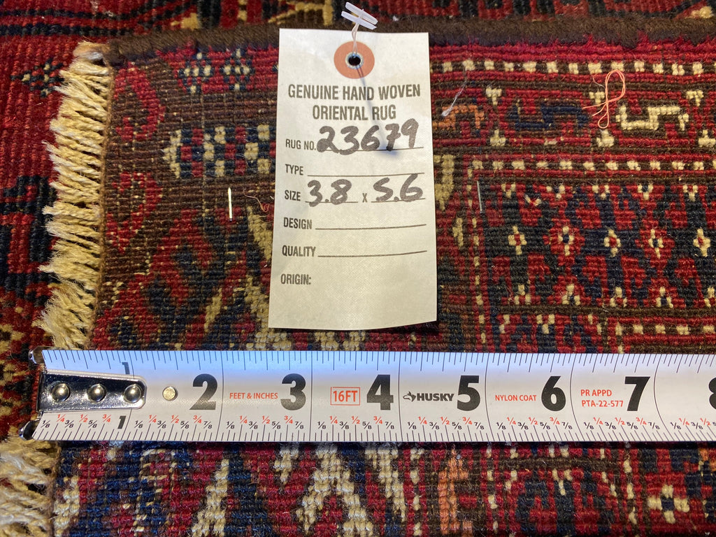 3.8 x 5.6 Red Semi Antique Bokhara Rug 23679