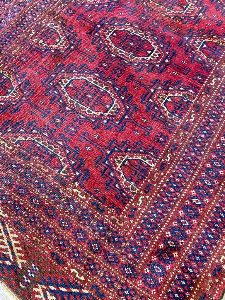 3.8 x 5.6 Red Semi Antique Bokhara Rug 23679