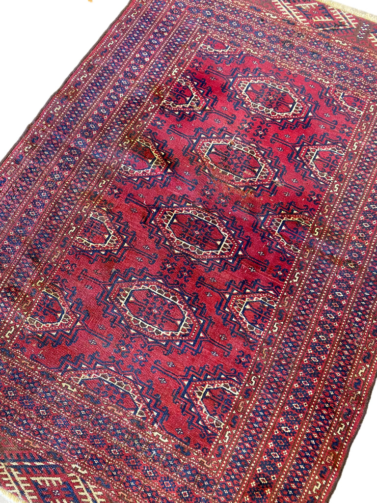 3.8 x 5.6 Red Semi Antique Bokhara Rug 23679