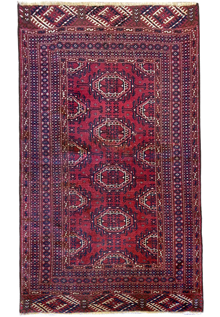 3.8 x 5.6 Red Semi Antique Bokhara Rug 23679