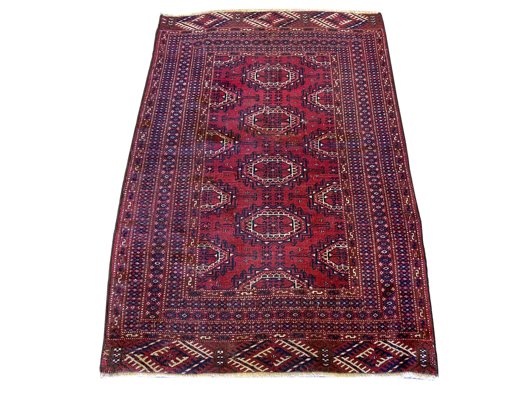 3.8 x 5.6 Red Semi Antique Bokhara Rug 23679