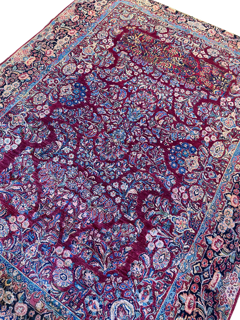 8.9 x 10.7 ANTIQUE Traditional Persian Hand-Knotted Sarouk Rug #F-6691