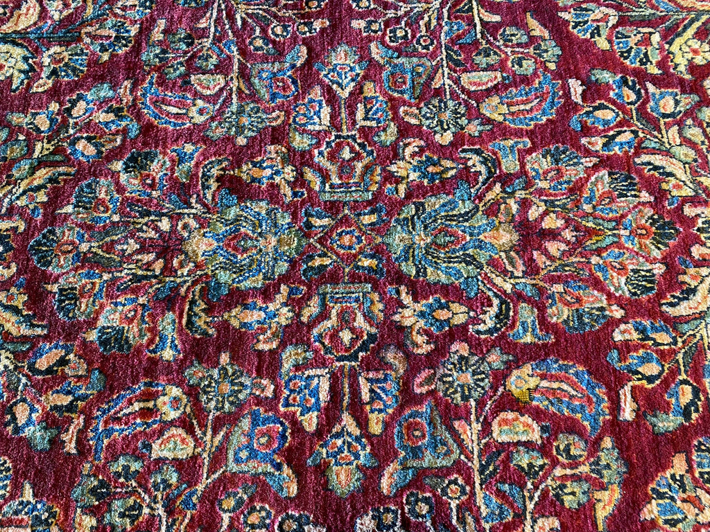 8.9 x 10.7 ANTIQUE Traditional Persian Hand-Knotted Sarouk Rug #F-6691