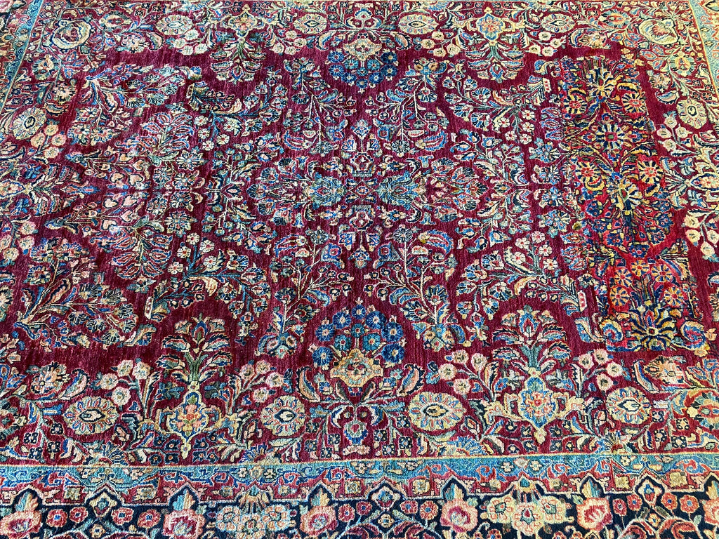 8.9 x 10.7 ANTIQUE Traditional Persian Hand-Knotted Sarouk Rug #F-6691