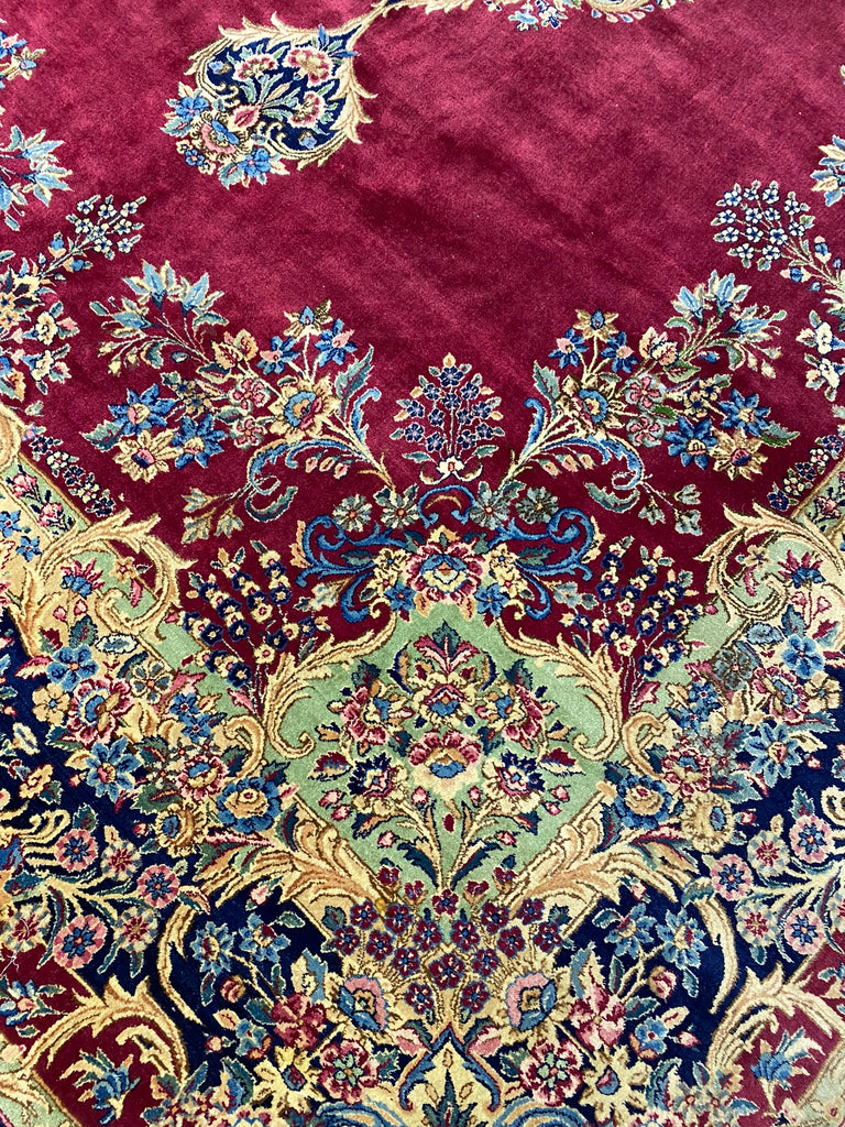 9.11 x 13.2 Antique Persian ShaihAbbasi Kerman Rug  #F-6693