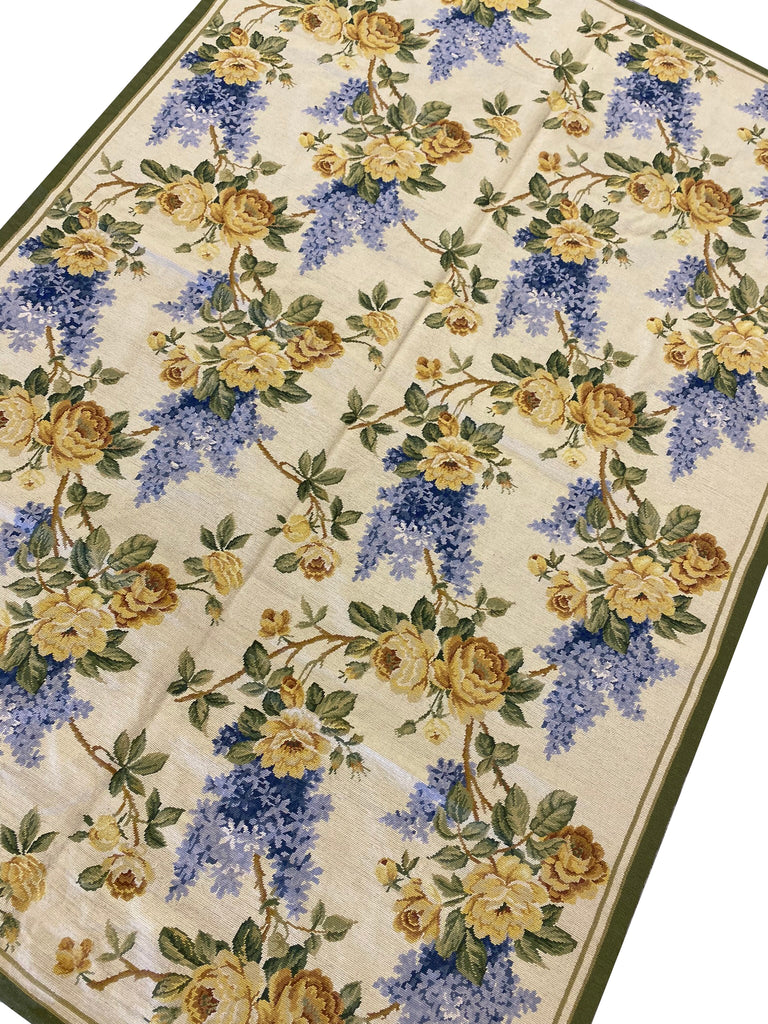 5.9 x 8.8 Traditional Needlepoint Hand-Knotted Soft Area Rug #PIX-11309