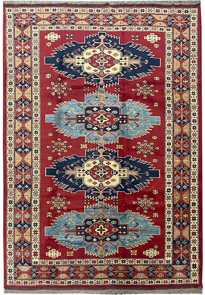 6.8 x 9 Quality Handmade Kazak Rug  #PIX-9669
