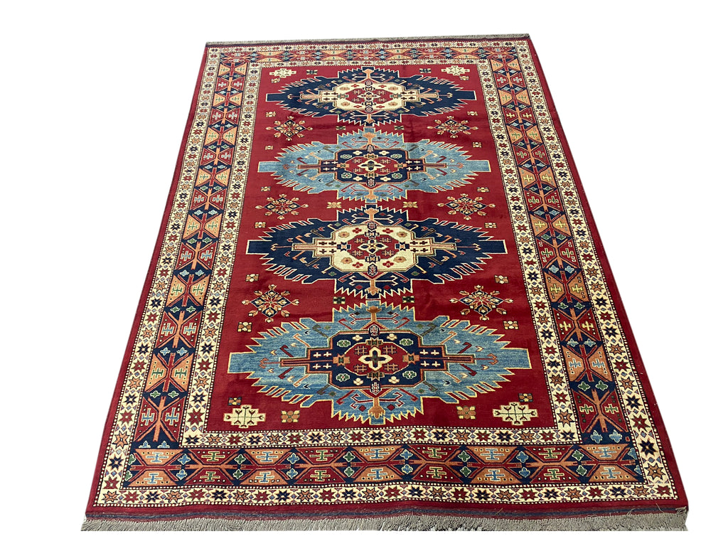 6.8 x 9 Quality Handmade Kazak Rug  #PIX-9669
