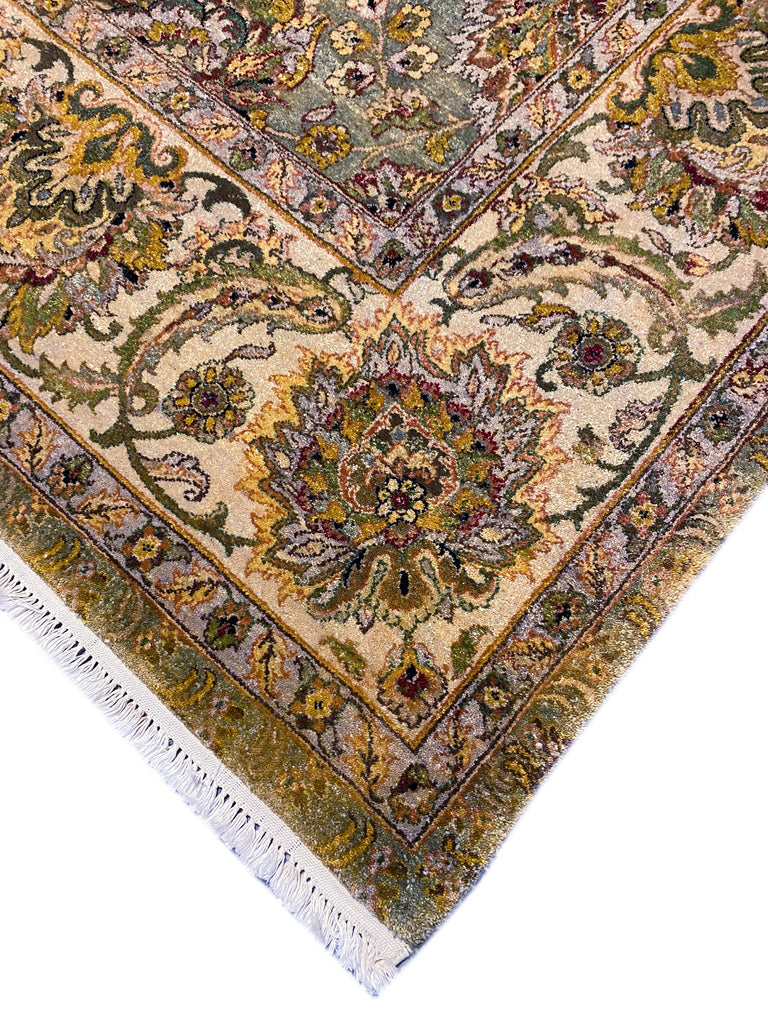 8 x 10.7 GREEN Quality Traditional Jaipour Rug #F-6732