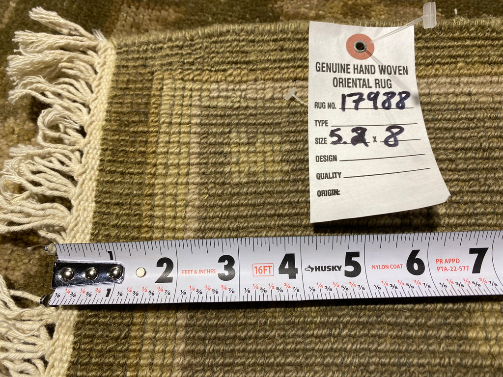 5.2 x 8 Quality Chobi Rug OLIVE GREEN  #PIX-17988