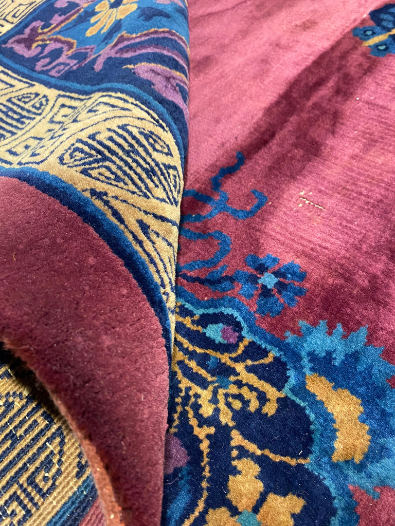 10 x 13 Antique ART DECO Chinese Rug Plum #F-6733