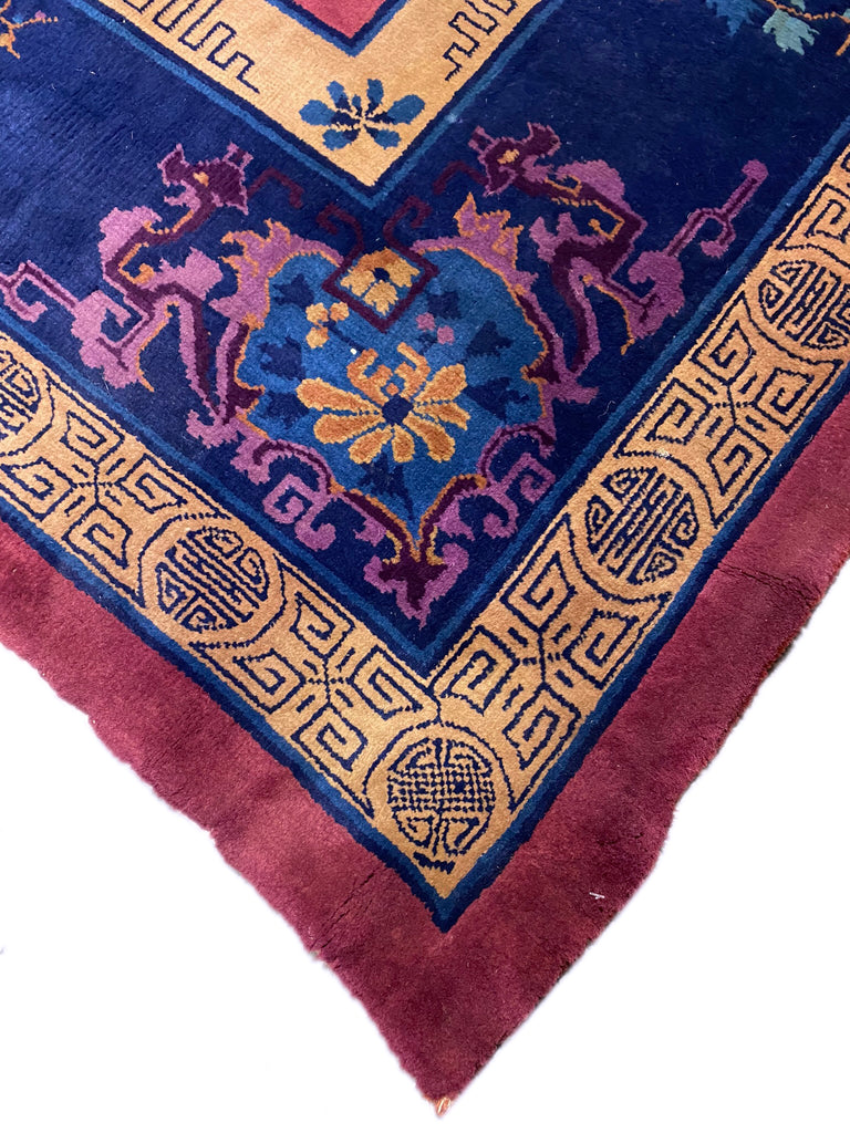 10 x 13 Antique ART DECO Chinese Rug Plum #F-6733