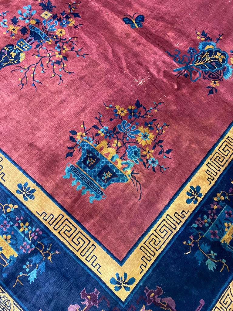 10 x 13 Antique ART DECO Chinese Rug Plum #F-6733