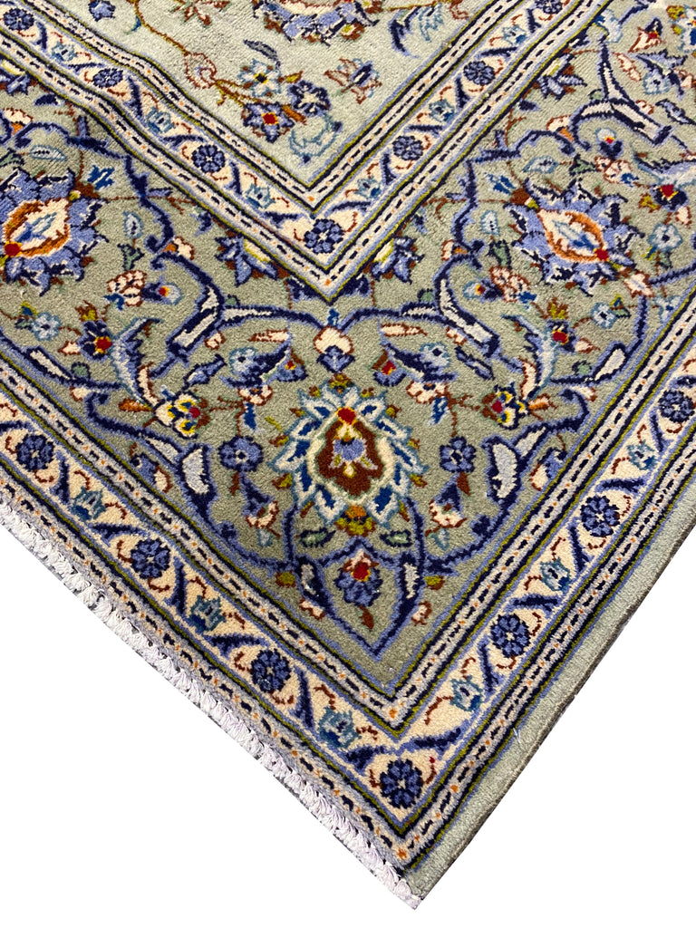 8 x 11 Pre-owned Persian Kashan Rug LIGHT GREEN #F-6734