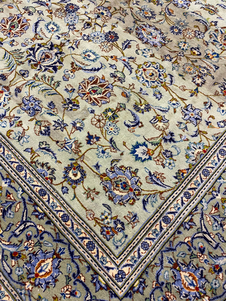 8 x 11 Pre-owned Persian Kashan Rug LIGHT GREEN #F-6734