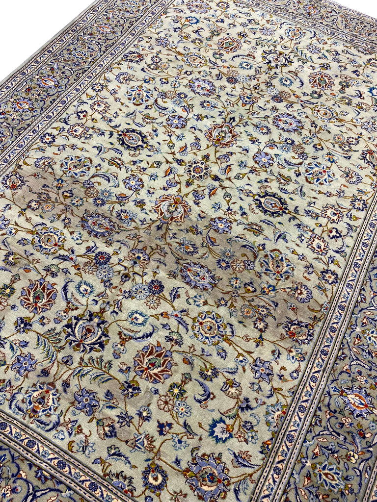 8 x 11 Pre-owned Persian Kashan Rug LIGHT GREEN #F-6734