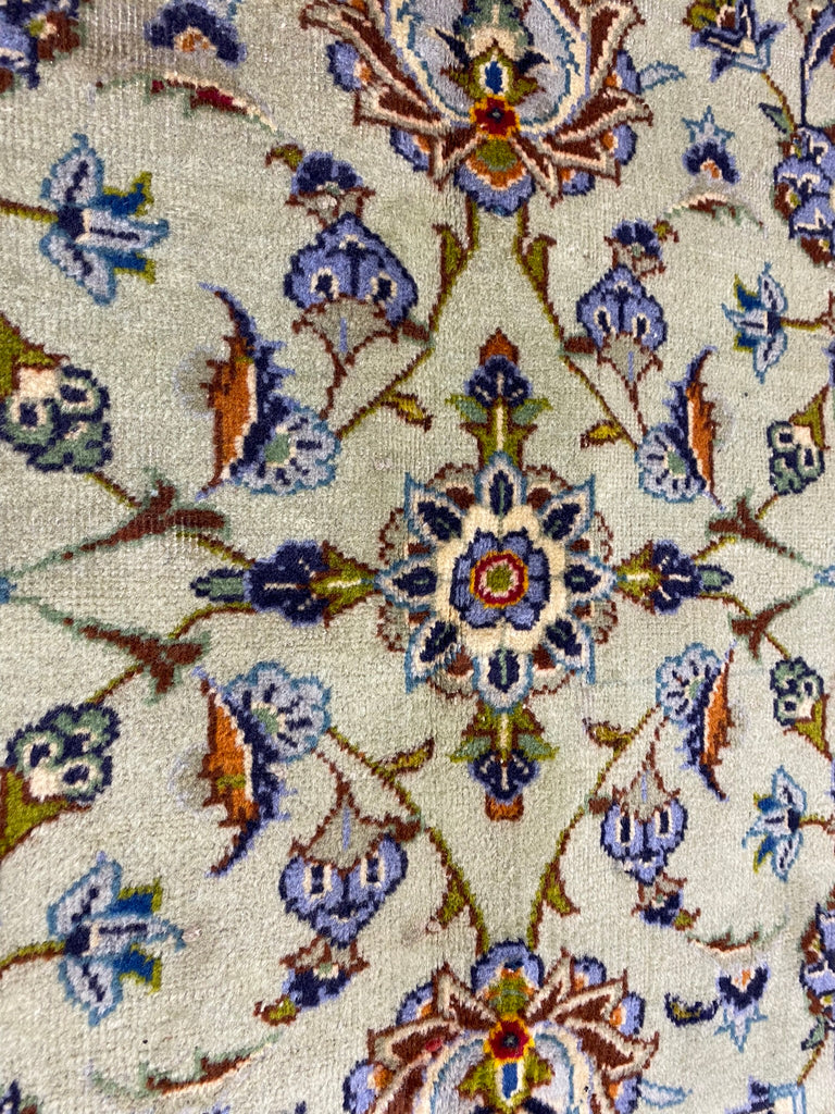 8 x 11 Pre-owned Persian Kashan Rug LIGHT GREEN #F-6734