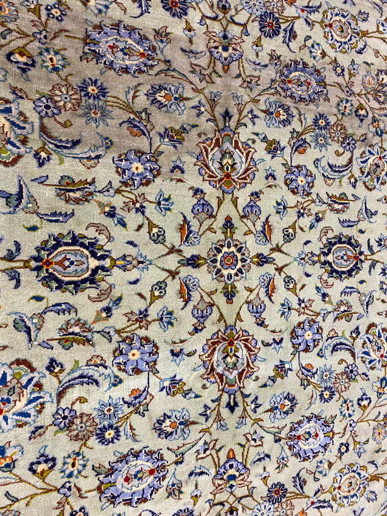 8 x 11 Pre-owned Persian Kashan Rug LIGHT GREEN #F-6734