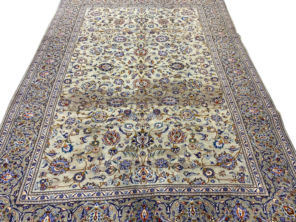 8 x 11 Pre-owned Persian Kashan Rug LIGHT GREEN #F-6734