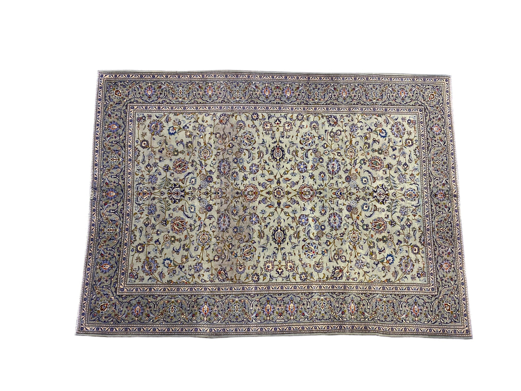 8 x 11 Pre-owned Persian Kashan Rug LIGHT GREEN #F-6734