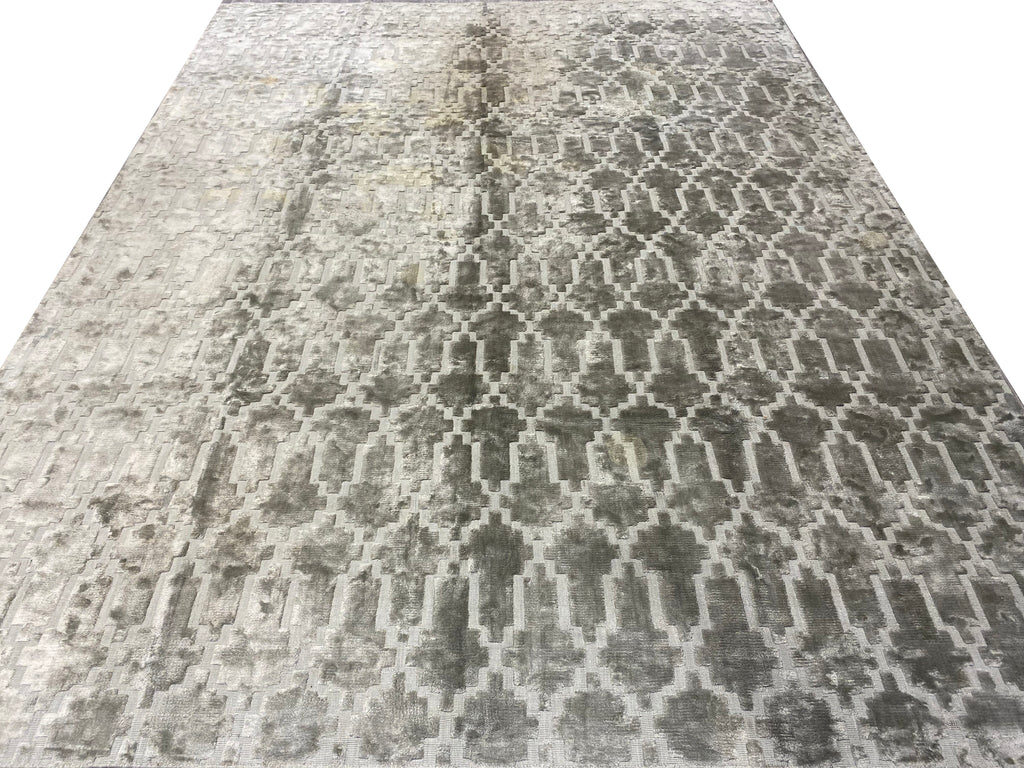 9.3 x 12.1 Handmade Contemporary Rug BAMBOO SILK Solid Color #F-6736