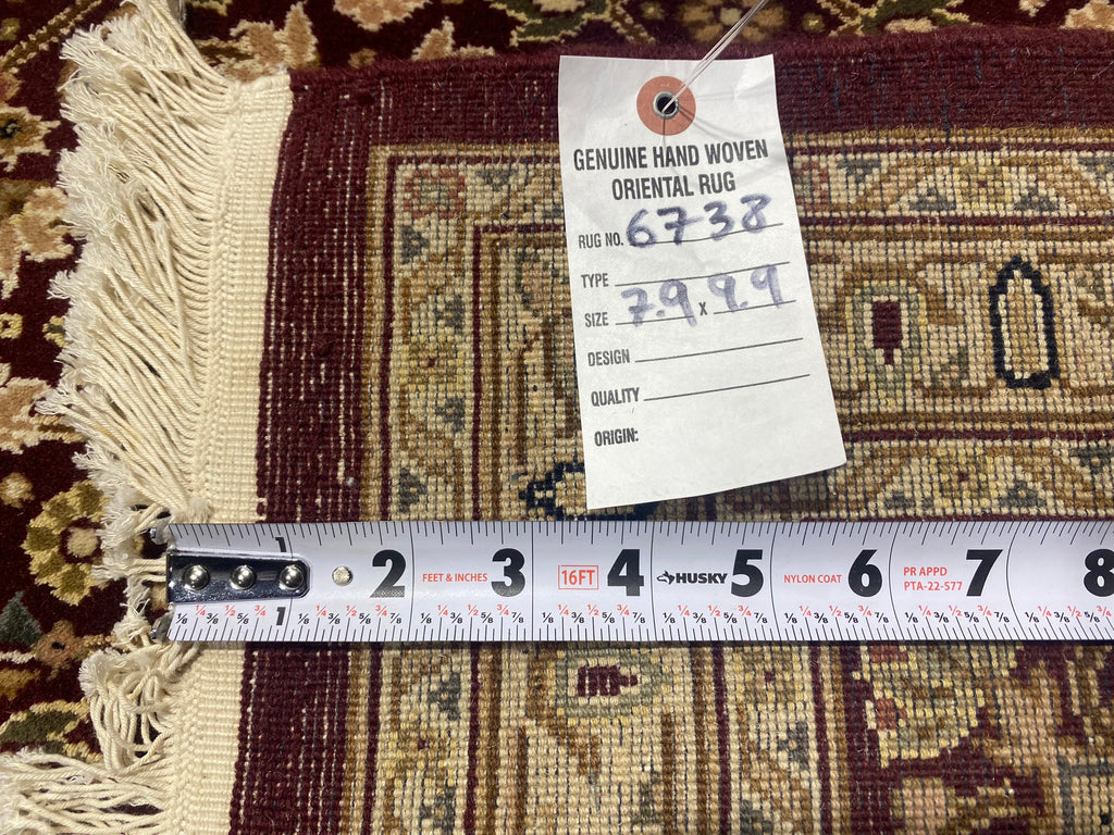 7.9 x 9.9 Quality Handmade Wool & Silk Mahi Tabriz Rug BURGUNDY #F-6738