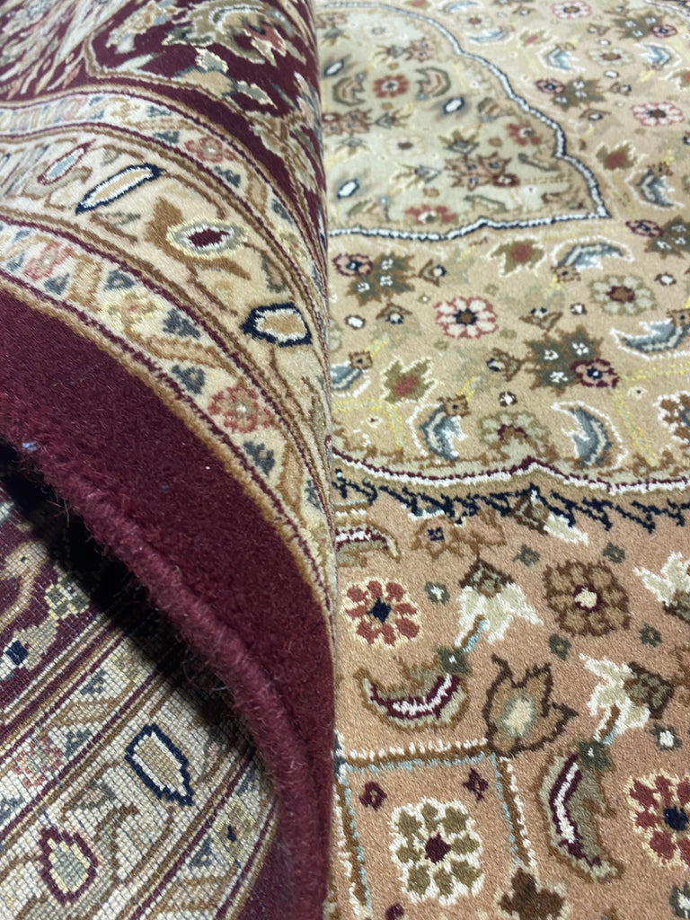 7.9 x 9.9 Quality Handmade Wool & Silk Mahi Tabriz Rug BURGUNDY #F-6738