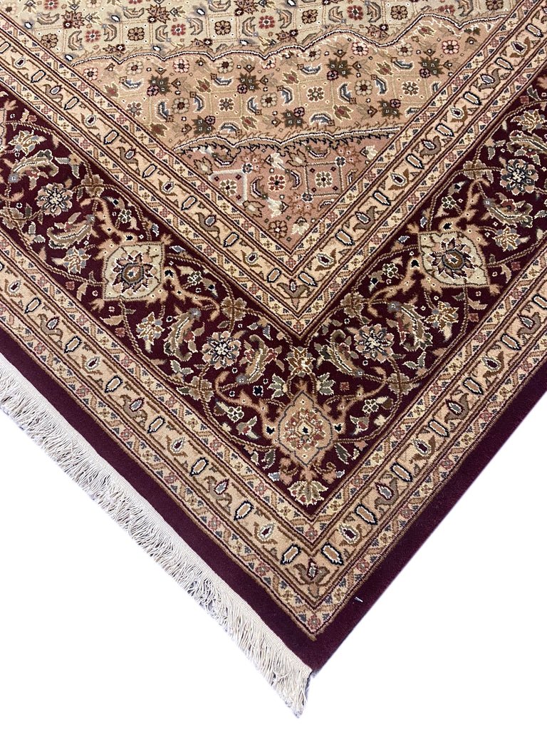 7.9 x 9.9 Quality Handmade Wool & Silk Mahi Tabriz Rug BURGUNDY #F-6738