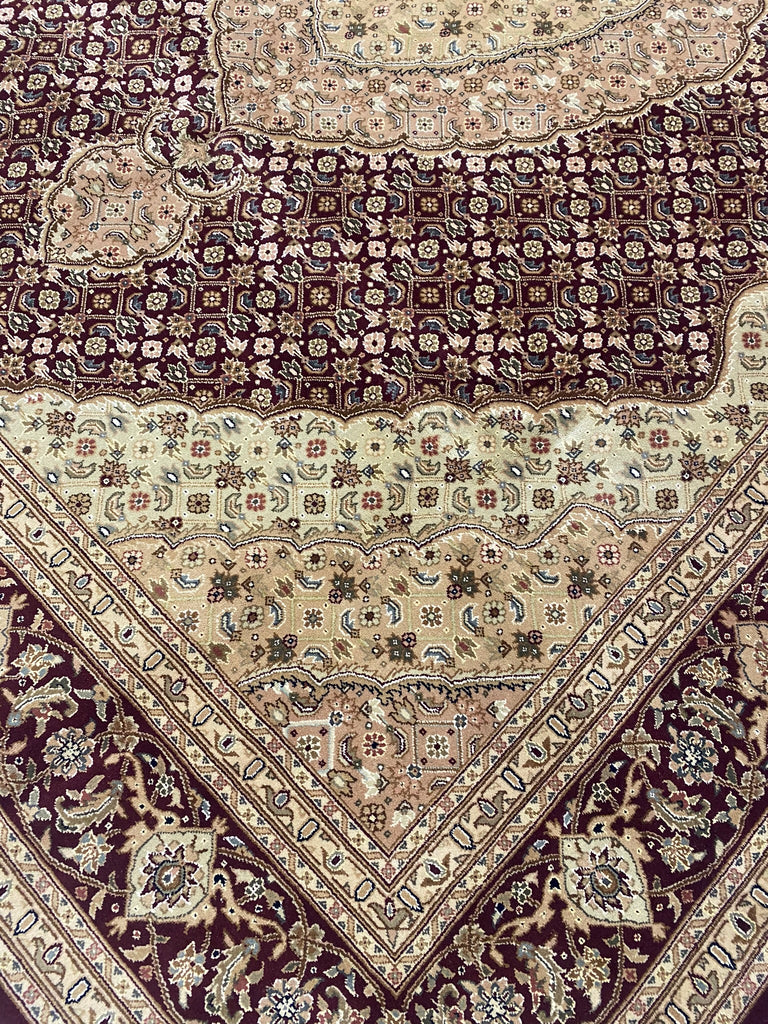 7.9 x 9.9 Quality Handmade Wool & Silk Mahi Tabriz Rug BURGUNDY #F-6738