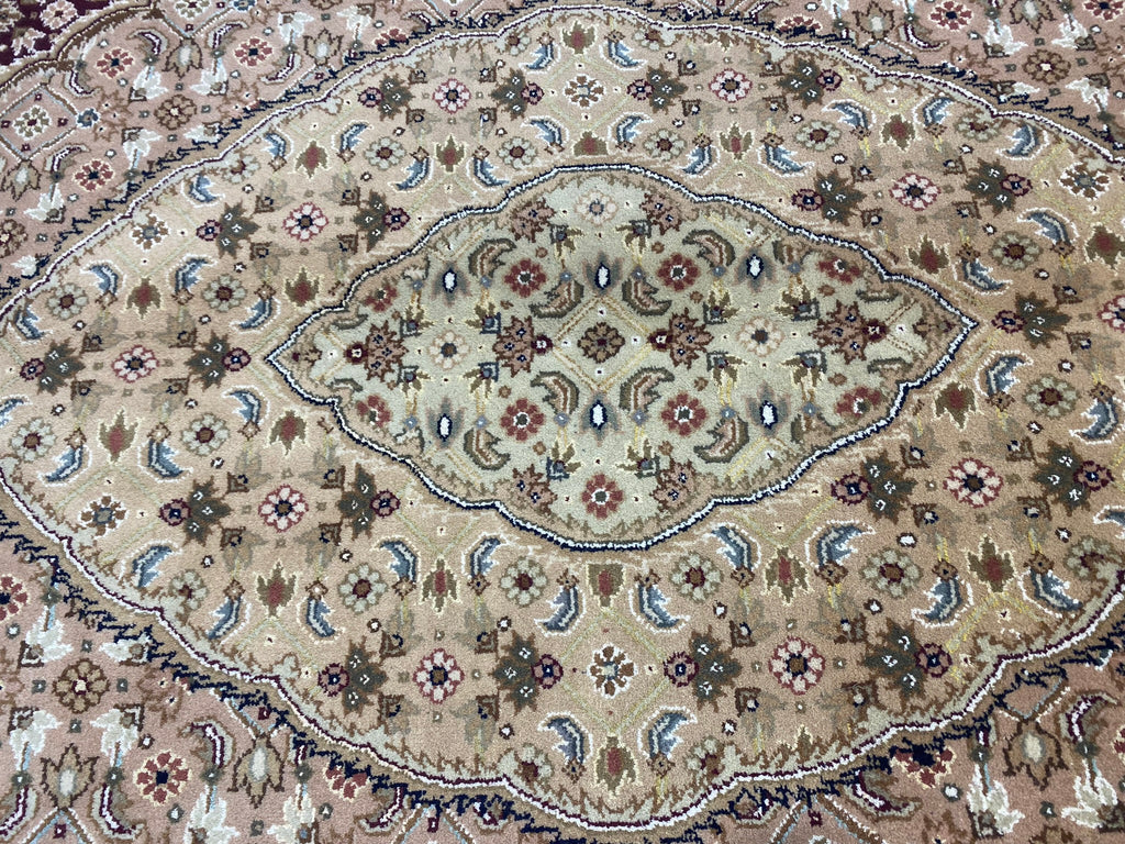 7.9 x 9.9 Quality Handmade Wool & Silk Mahi Tabriz Rug BURGUNDY #F-6738