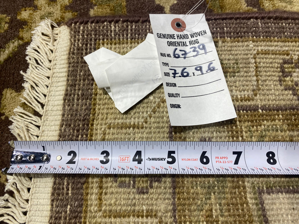 7.6 x 9.6 Quality Handmade Wool Rug BROWN #F-6739