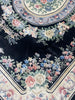 Load image into Gallery viewer, 8.2 x 9.10 Handmade French Aubusson Rug BLACK BAMBOO SILK #F-6740