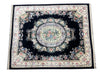Load image into Gallery viewer, 8.2 x 9.10 Handmade French Aubusson Rug BLACK BAMBOO SILK #F-6740